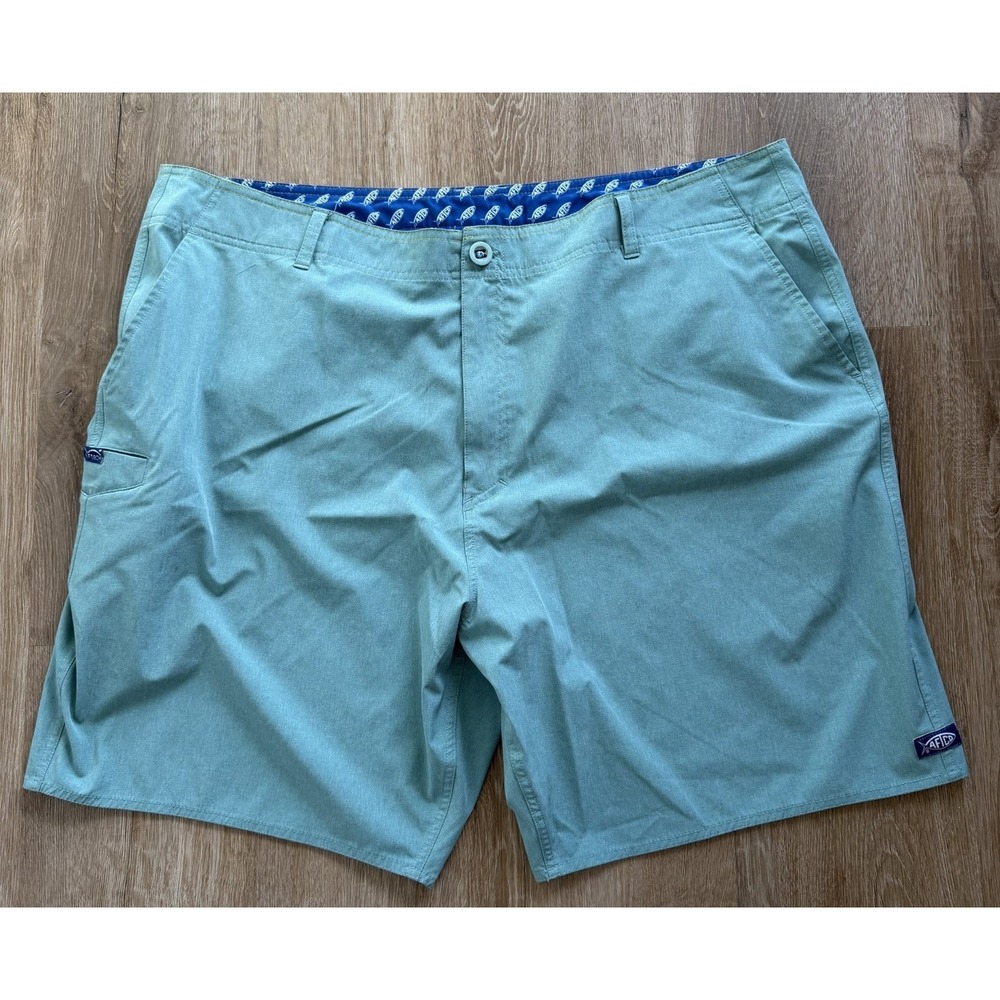 AFTCO Shorts Mens Sz 42 Cloudburst Fishing Shorts 8" Blue Performance Logo